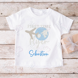 Personalised 1st Time Flyer T-shirt. Custom First Plane Ride Outfit