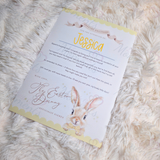 Personalised Kids Easter Bunny Letter for Easter Egg Hunt - Pink, Blue or Yellow
