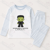 Personalised Mama's Little Monster Pyjamas | Custom Name Halloween PJ Set | Kids Halloween Nightwear