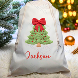 Personalised Christmas Santa Sack - Christmas Tree Design. Premium Custom Xmas Gift Sack with Name