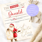 Personalised Adults Explicit Novelty Christmas Certificate. The T**t List. 18+. Custom Made Funny Secret Santa Gift