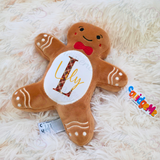 Personalised Gingerbread Man Plush. Custom Mumbles Christmas Teddy