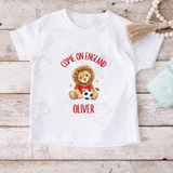 Personalised "Come On England" Football T-shirt for World Cup - All Sizes - Lion Design