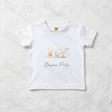 Personalised Born In 2026 Organic Cotton Baby Tee: Safari Animal Design