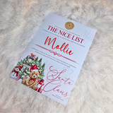 Personalised Nice List Certificate - Candy Cane Lane Red Design. Custom Kids Christmas Eve Box Filler.