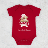 Personalised Our First Mother's Day Baby Bodysuit. Custom Baby Vest - Blue or Pink Teddy Design