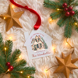 Personalised "First Christmas In Our New Home" Bauble. House Shaped Acrylic Xmas Tree Decoration