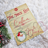 Personalised Rustic Style Nice List Certificate. Custom Kids Christmas Eve Box Filler.