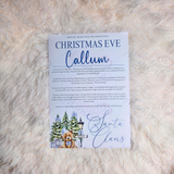Personalised Christmas Eve Santa Letter - Candy Cane Lane Blue Design. Custom Kids Christmas Eve Box Filler.