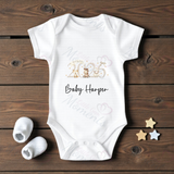 Personalised Born In 2026 Baby Bodysuit. Custom Baby Vest - Farm Animal Design