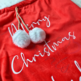 Luxury Plush Velvet Personalised "Merry Christmas" Santa Gift Sacks - Red or Grey - 50cm x 70cm