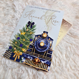 Personalised Christmas Story Book - Navy Believe Train and Ticket. Christmas Eve Box Fillers