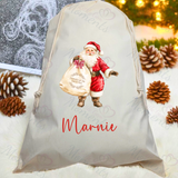 Personalised Christmas Santa Sack - Santa Claus Design. Premium Custom Xmas Gift Sack with Name