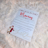 Personalised "I Believe In You" Letter from Santa Claus. Custom Xmas Eve Box Filler - Santa Sack Design