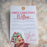 Personalised First Christmas Certificate from Santa Claus. Custom Baby Xmas Keepsake - Candy Cane Lane Design