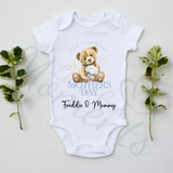 Personalised Our First Mother's Day Baby Bodysuit. Custom Baby Vest - Blue or Pink Design