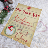 Personalised Nice List Certificate - Rustic. Custom Kids Xmas Treat. Christmas Eve Box Fillers.