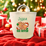 Personalised Christmas Gift Basket Trug. Festive Gift Sack - 67 Design - Loot Bag