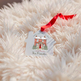 Personalised "First Christmas In Our New Home" Bauble. House Shaped Acrylic Xmas Tree Decoration - Version 2