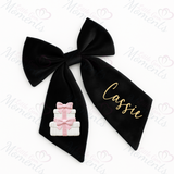 Personalised Christmas Velvet Hair Bow - Christmas Presents Design