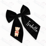 Personalised Valentine's Velvet Hair Bow - Teddy Envelope Design