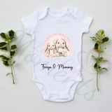 Personalised Happy Mother's Day Baby Bodysuit. Custom Baby Vest - Blue or Pink Bunny Design