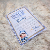 Personalised Elf Arrival Letter for December 1st - Blue Design