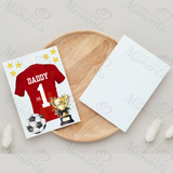 Personalised Happy Father's Day Card. Fully Custom Card for Dad - No.1 Daddy Football Shirt Design