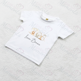 Personalised Born In 2026 Organic Cotton Baby Tee: Safari Animal Design
