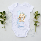 Personalised 1st Easter Baby Bodysuit. Custom Cute Baby Easter Vest - Pink or Blue