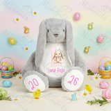 Personalised Giant "1st Easter" Bunny Teddy. Custom Grey Easter Bunny Plush