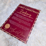 Personalised First Christmas Tartan Certificate. Custom Baby Xmas Keepsake.