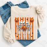 Skeleton Trio Halloween Sweatshirt | Jack O Lantern Balloon Top | Retro Halloween Hoodie | Available In 5 Colours | Trick Or Treat Sweater