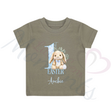 Personalised 1st Easter Kids T-shirt - Pink or Blue Bunny Design