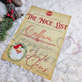 Personalised Rustic Style Nice List Certificate. Custom Kids Christmas Eve Box Filler.