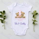 Personalised 1st Father's Day Bodysuit. Custom Cute Baby Vest - Pink or Blue