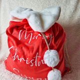 Luxury Plush Velvet Personalised "Merry Christmas" Santa Gift Sacks - Red or Grey - 50cm x 70cm