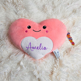 Personalised Pink Love Heart Mumbles SquidgeMe Plush. Custom Valentine's Day Gift.
