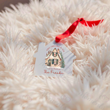 Personalised "First Christmas In Our New Home" Bauble. House Shaped Acrylic Xmas Tree Decoration