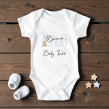 Personalised Born In 2026 Baby Bodysuit. Custom Baby Vest - Pink or Blue Teddy Design 2
