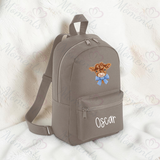 Personalised Kids Highland Cow Mini Backpack