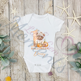 Personalised 1st Halloween Baby Bodysuit. Custom Baby Pumpkin Vest