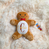 Personalised Gingerbread Man Plush. Custom Mumbles Christmas Teddy