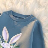 Personalised Bunny Ear Sweatshirt. Custom Kids Jumper - Floral Bunny Ear Design