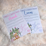 Personalised First Christmas Certificate from Santa Claus. Custom Baby Xmas Keepsake - Pink or Blue