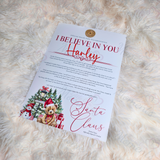 Personalised "I Believe In You" Santa Letter - Candy Cane Lane Red Design. Custom Kids Christmas Eve Box Filler.
