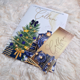 Personalised Christmas Story Book - Navy Believe Train and Ticket. Christmas Eve Box Fillers