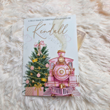 Personalised Christmas Story Book -Pink Believe Train and Ticket. Christmas Eve Box Fillers