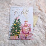 Personalised Christmas Story Book -Pink Believe Train and Ticket. Christmas Eve Box Fillers