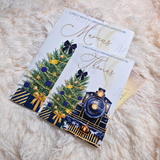 Personalised Christmas Story Book - Navy Believe Train and Ticket. Christmas Eve Box Fillers